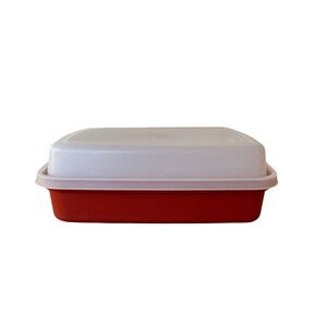 Vintage Tupperware Season Serve‎ Jr Marinade Container Red 1980 USA  1518,1519